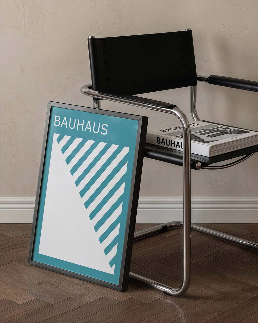 Lijnen en vlakken – staande Bauhaus poster voor aan de muur