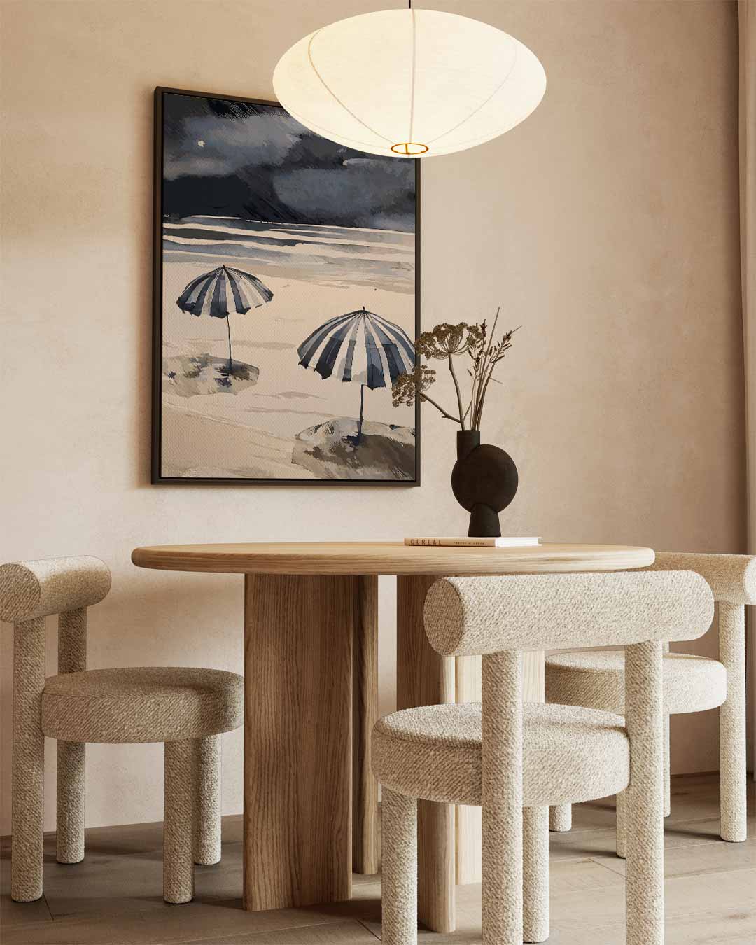 Strandparaplu's in Windstorm – staand kunstwerk voor modern interieur