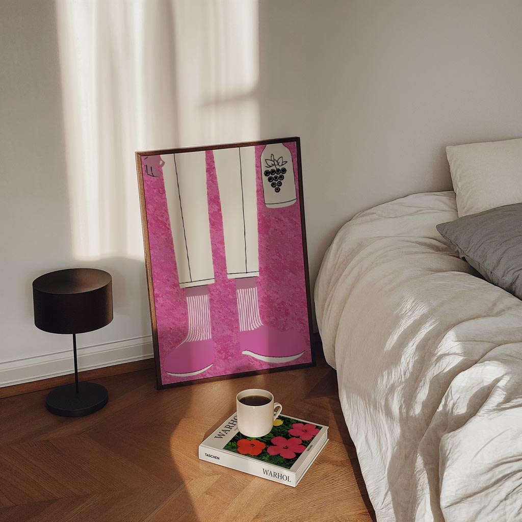 Stijlvolle roze stappers – staande Popart wanddecoratie van WallArtistic