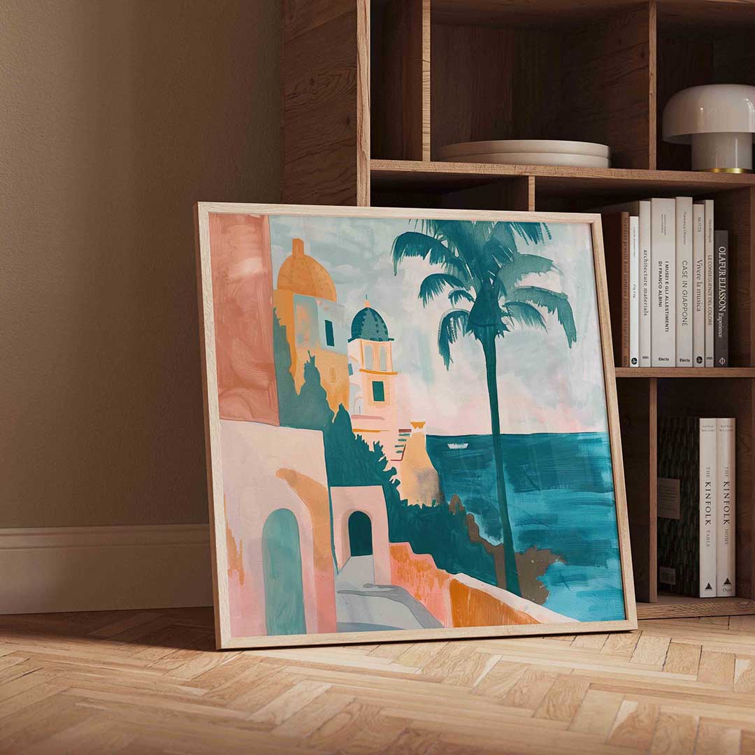 Mediterrane kust – moderne wandkunst als vierkante poster