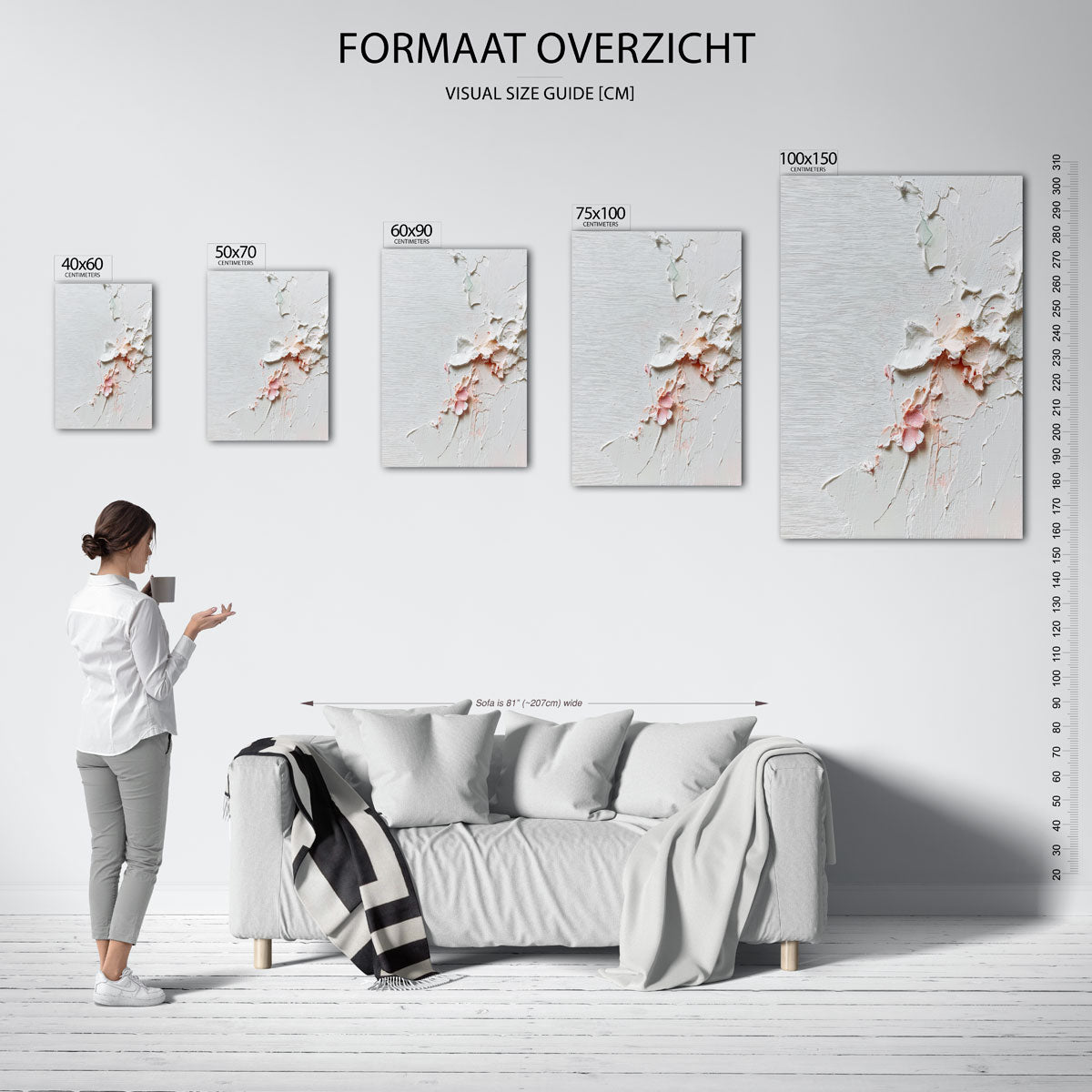 Textuur en pastel – staand wanddecoratie kunstwerk
