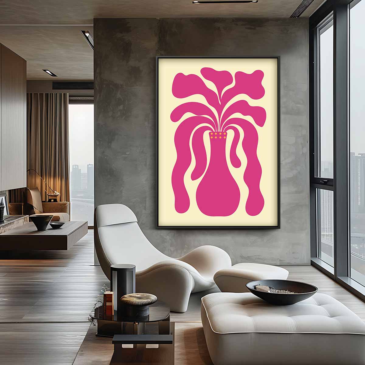 Abstracte Vaas met Organische Vormen – canvas kunstwerk als wanddecoratie