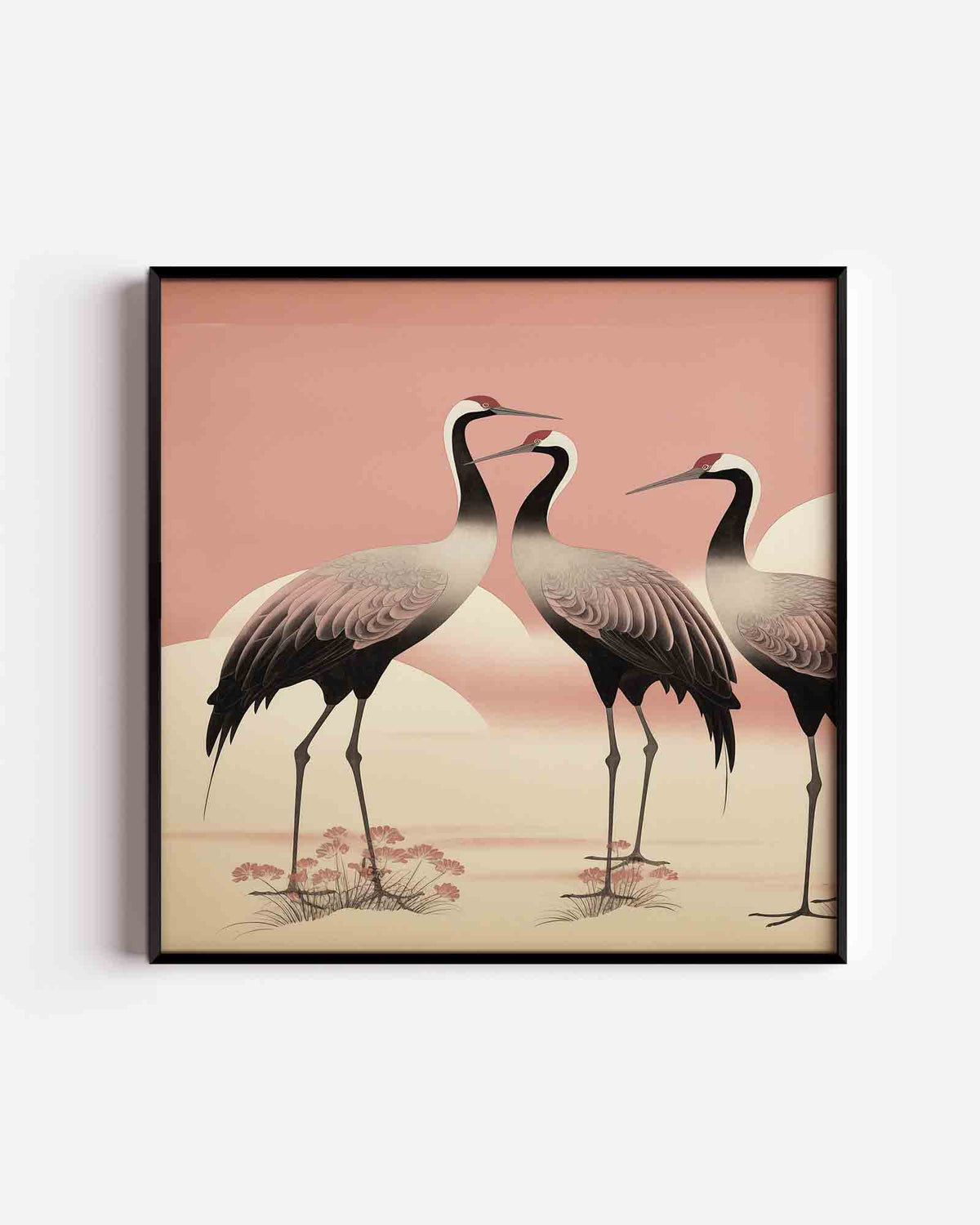 Drie kraanvogels – vierkante dierenposter als wanddecoratie