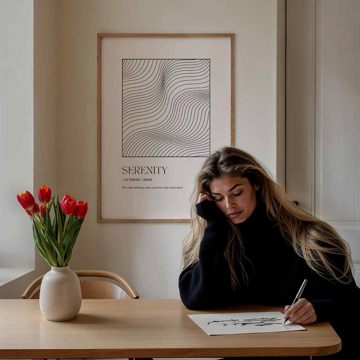 Serenity Lijnkunst – Popart poster als moderne urban wanddecoratie