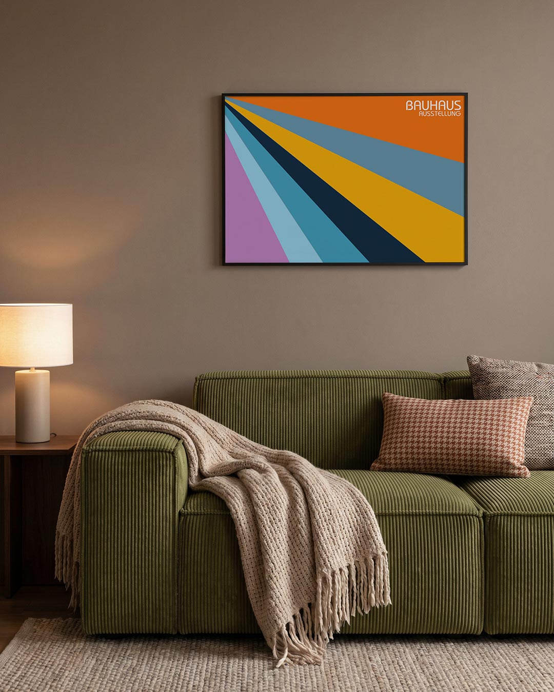 Kleurrijke stralen – geometrische Bauhaus poster in liggend formaat