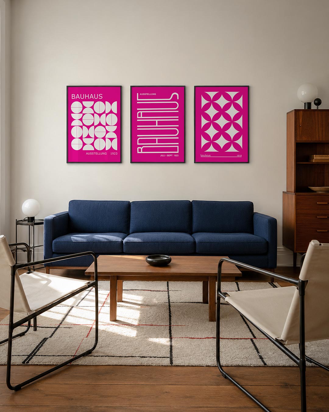 Vormen en vlakken posterset – derde productweergave – deze posterset in drie delen toont een levendig spel van witte cirkels