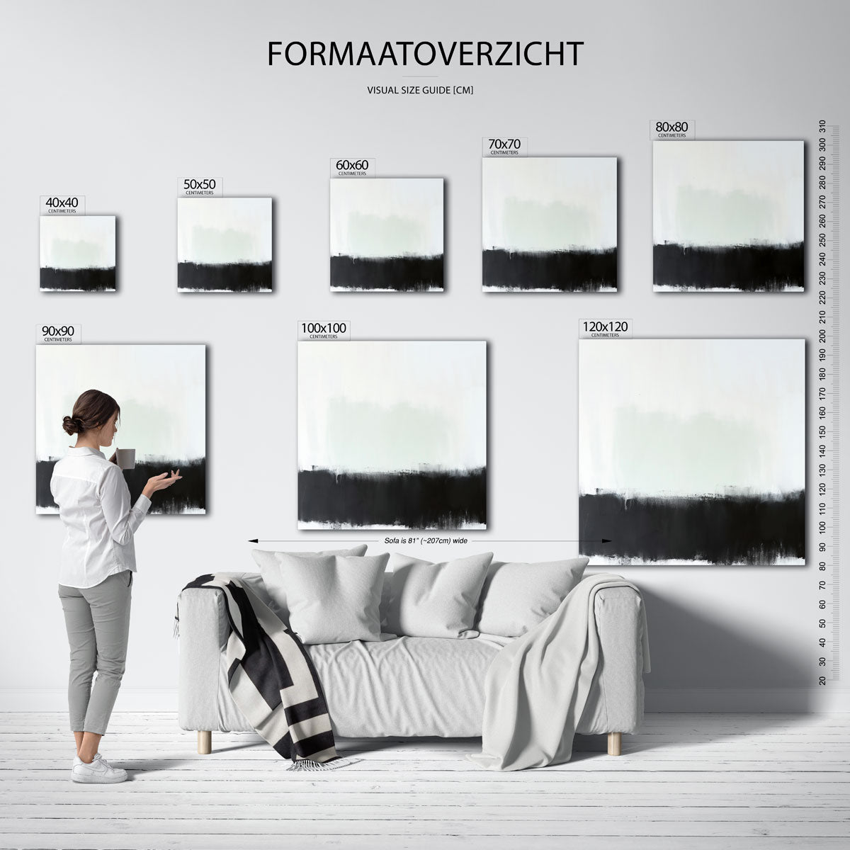 Abstracte zwart wit – vierkante muurposter met kleurrijke vormen