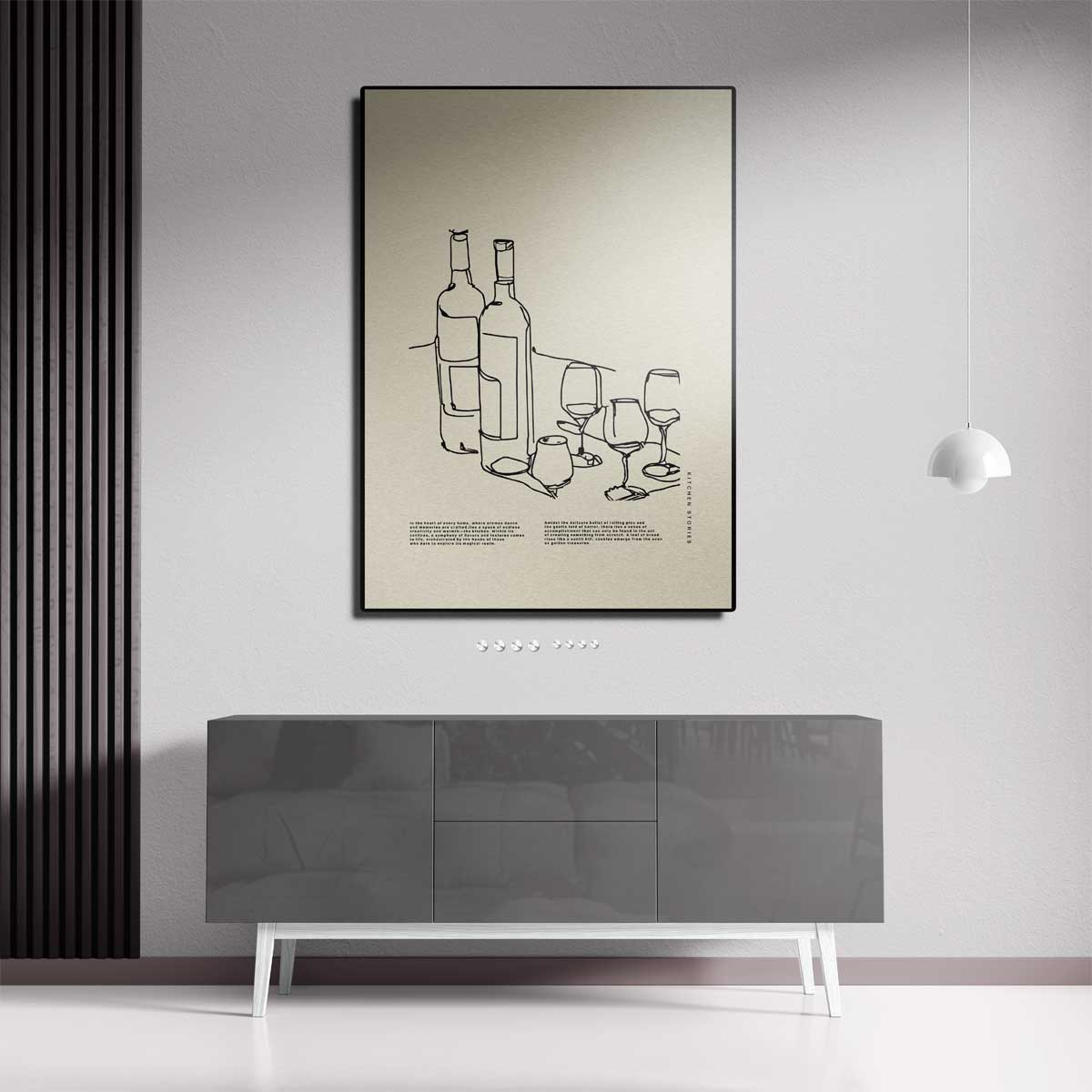 Keukenverhalen: Wijn en Gezelligheid – staande wandkunst voor woonkamer of interieur