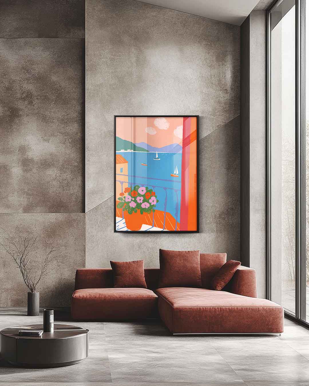 Uitzicht vanaf het Balkon – staande wandkunst voor woonkamer of interieur