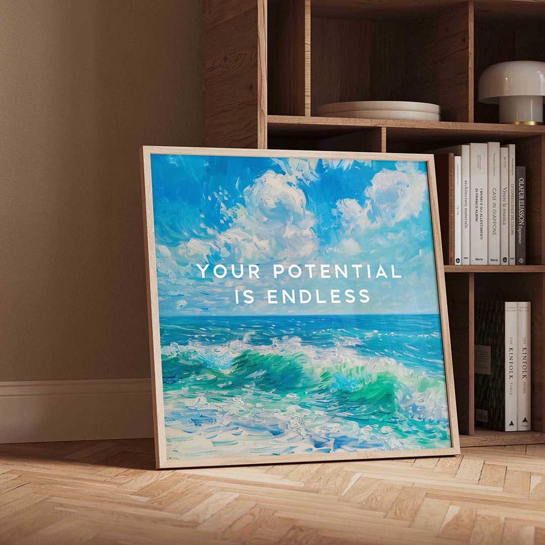 Golven en lucht – geïllustreerde wandkunst als vierkante poster