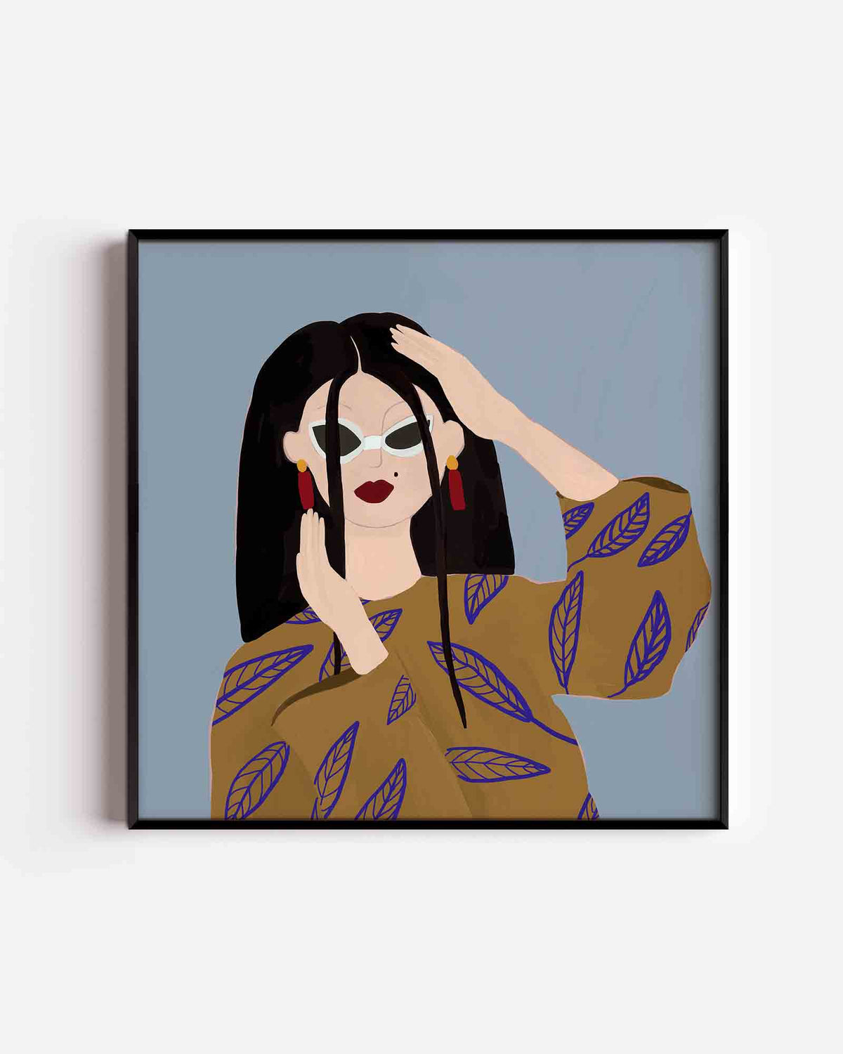 Vrouw met zonnebril – kleurrijke illustratie poster als wanddecoratie