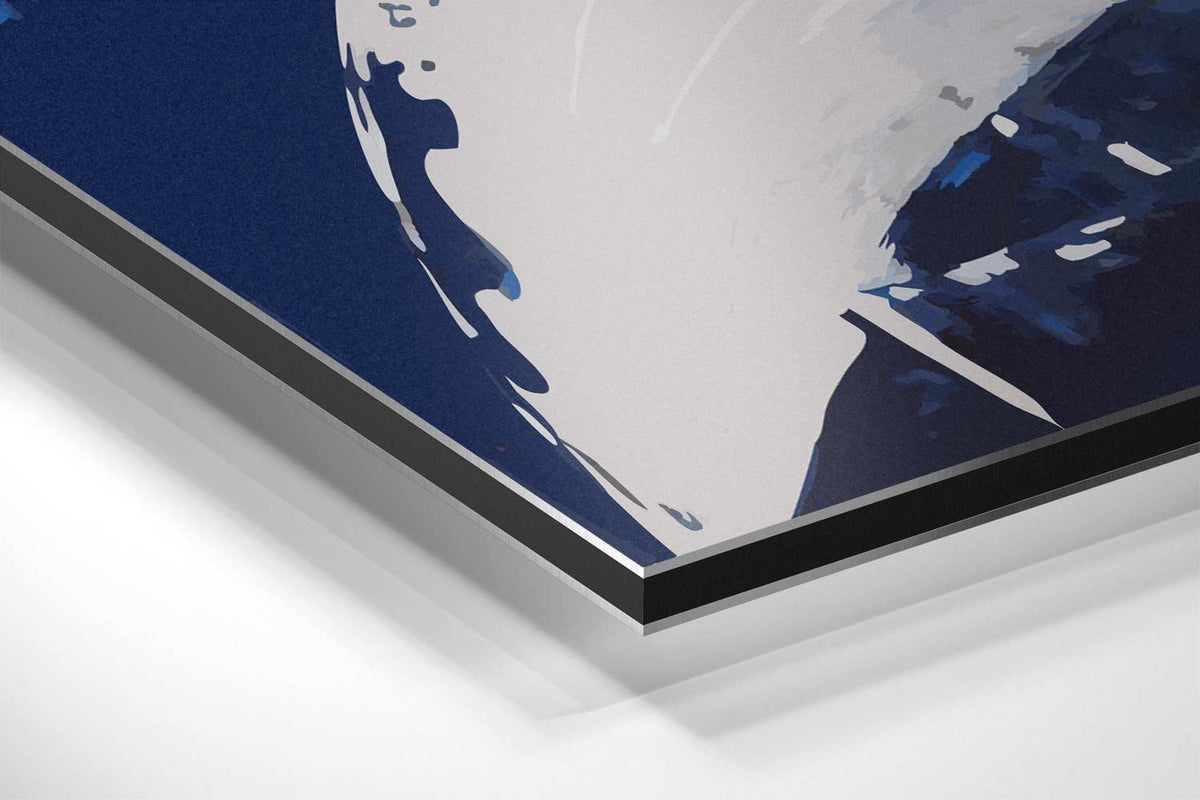 Expressieve Blauwe Abstractie – staande wandkunst voor woonkamer of interieur