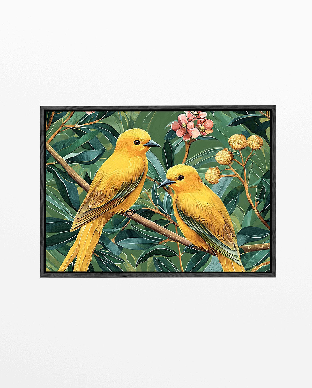 Vogels en bladeren – liggend dieren kunstwerk