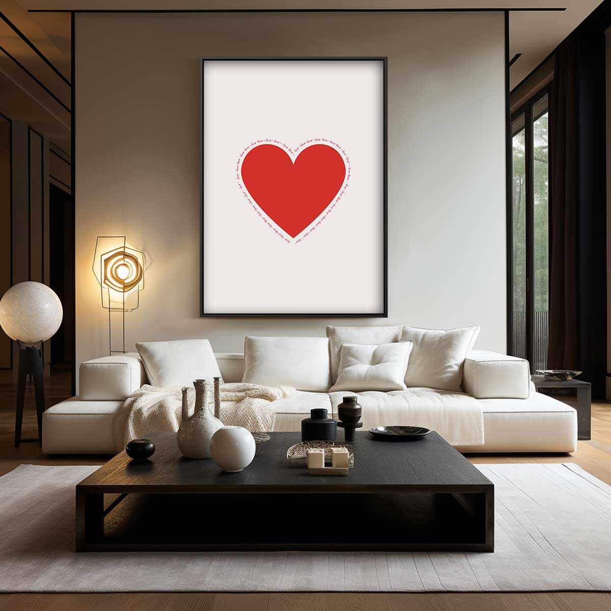 Rood Hart met Liefdevolle Rand – modern portret kunstwerk van WallArtistic
