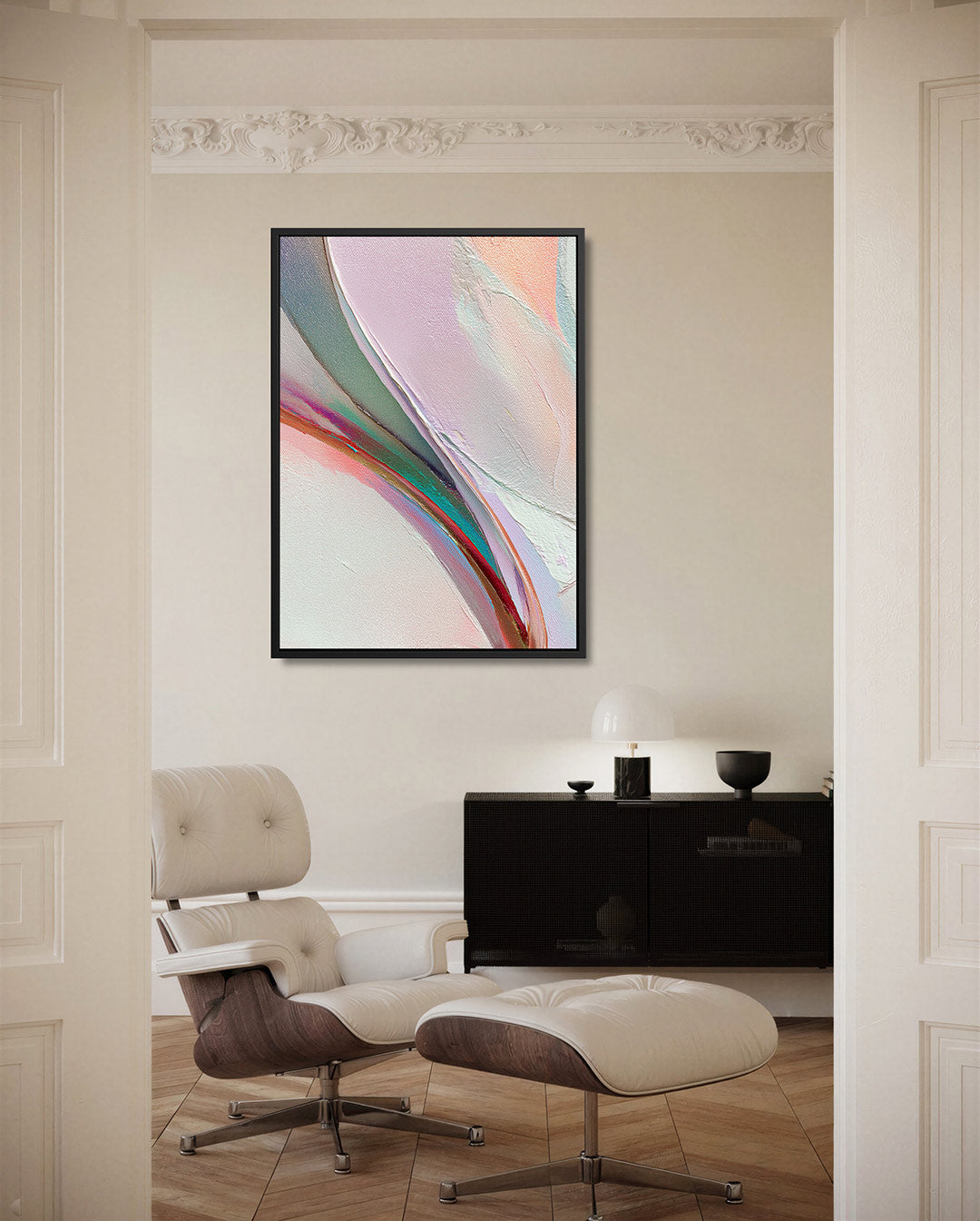 Vloeiende kleurencompositie – staand wanddecoratie kunstwerk