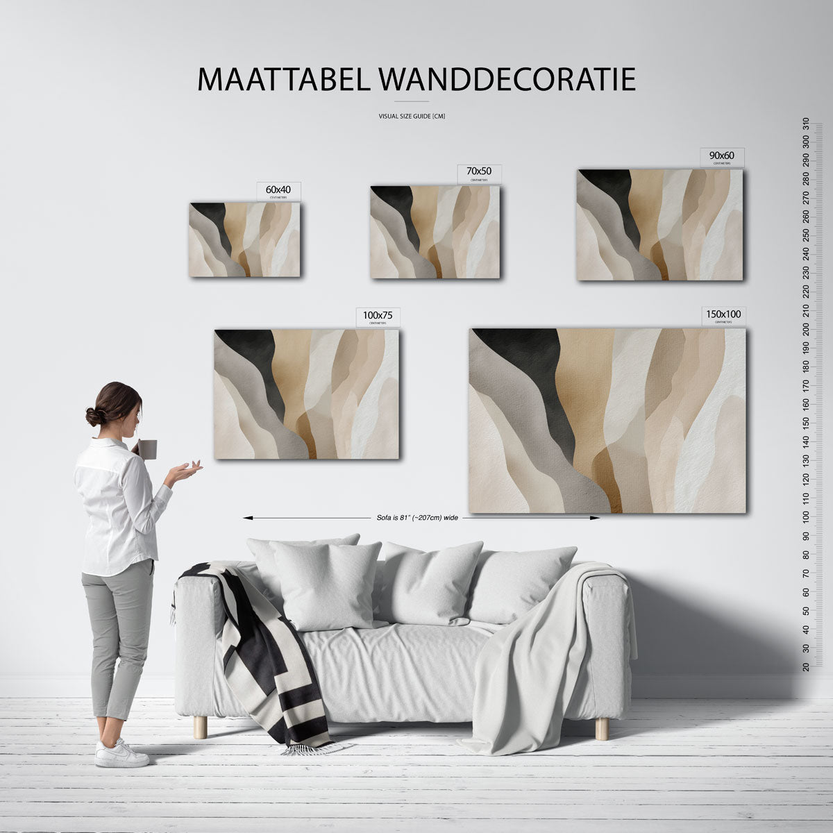 Organische vormen – Liggende wanddecoratie – moderne liggende wandkunst