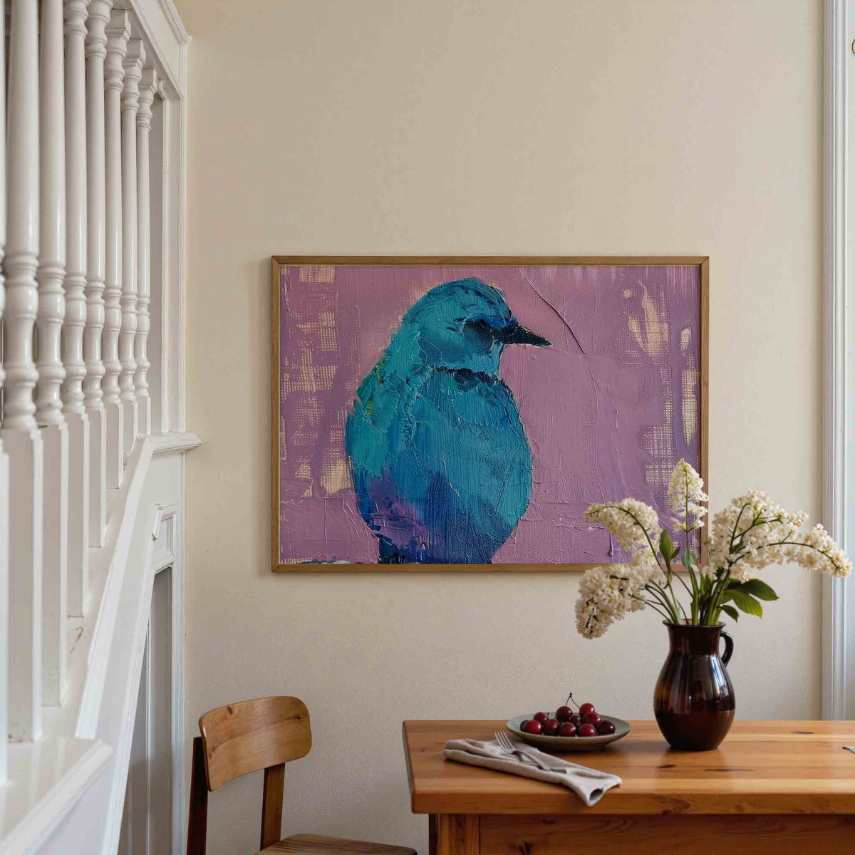 Blauwe vogel – dieren poster in liggend formaat