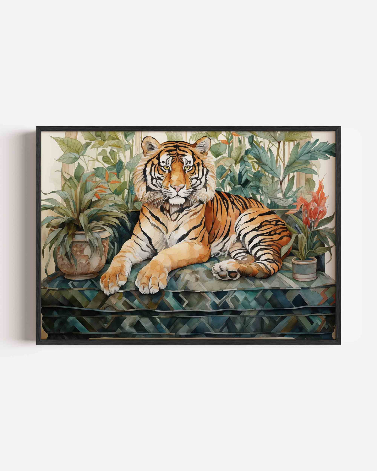Tijger met planten – dieren landscape poster als wanddecoratie