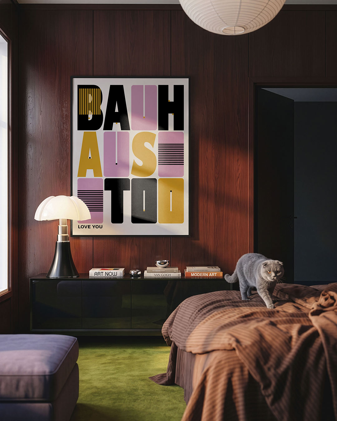 Typografisch lijnenspel – geometrische Bauhaus poster in staand formaat