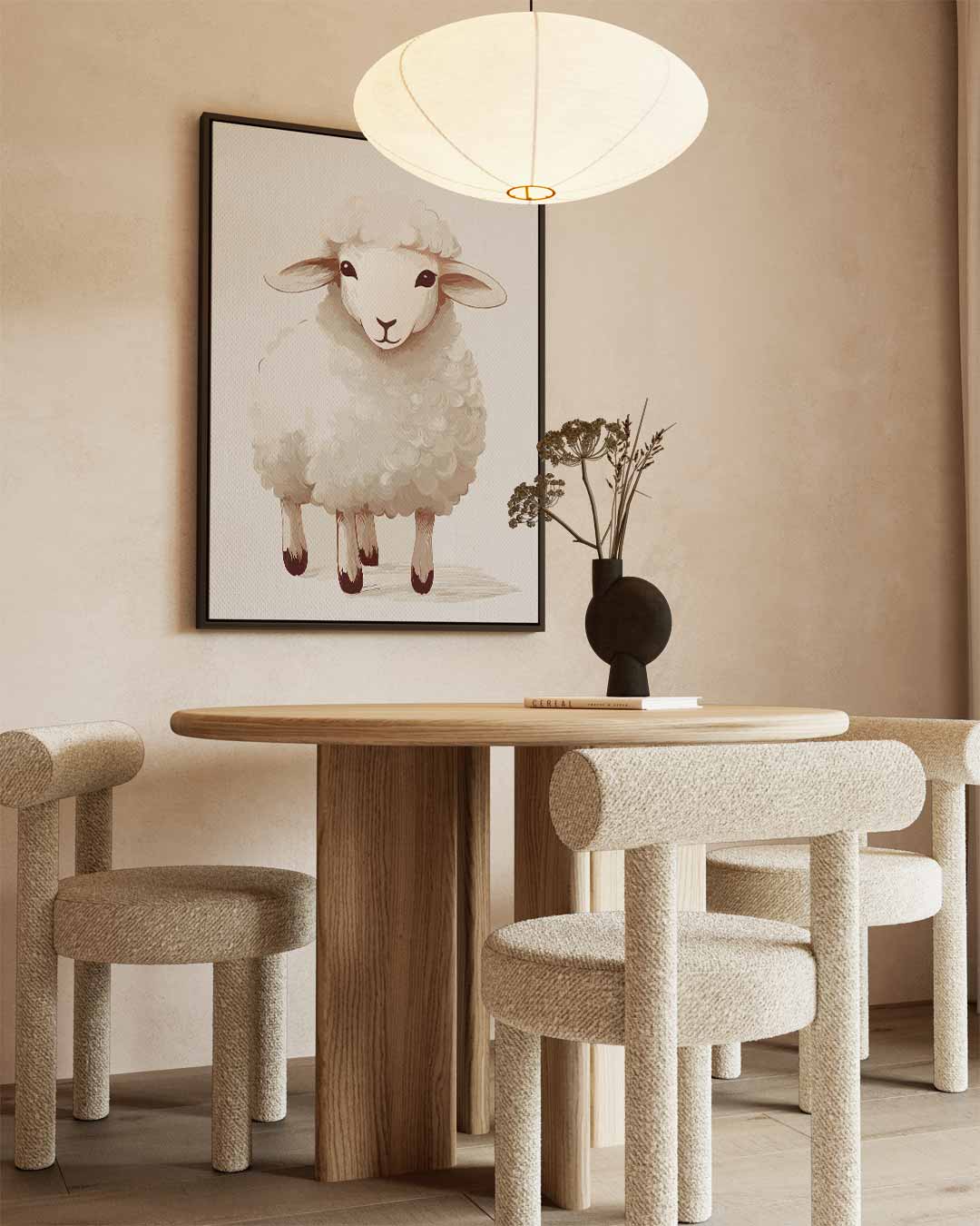 Schattig Wollen Schaapje – staand kunstwerk voor modern interieur