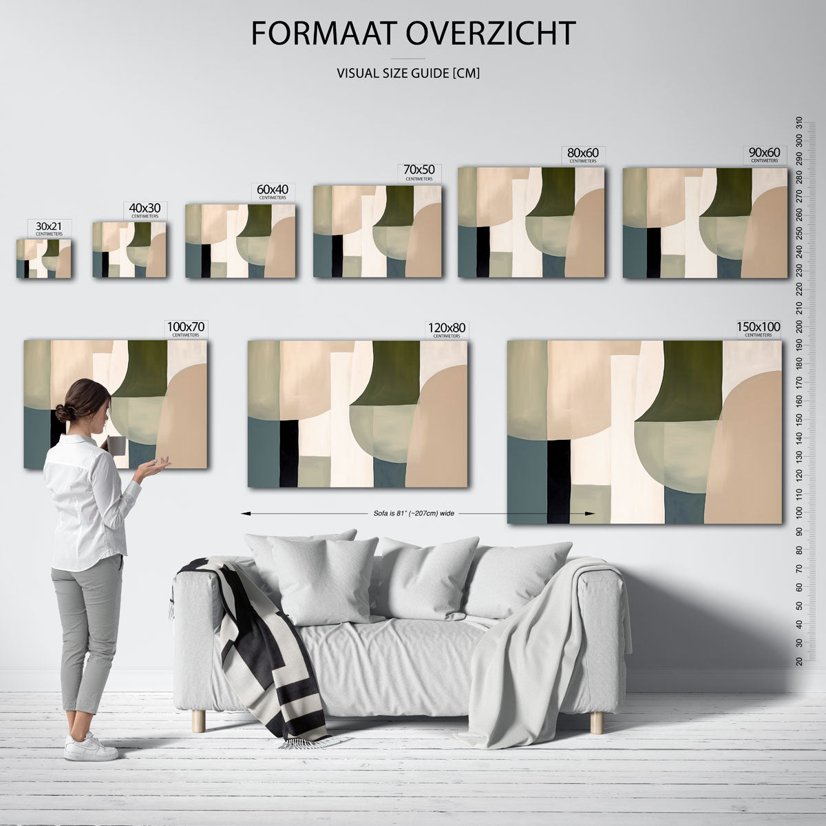 Abstracte vormen – liggende muurposter met kleurrijke abstracte vormen