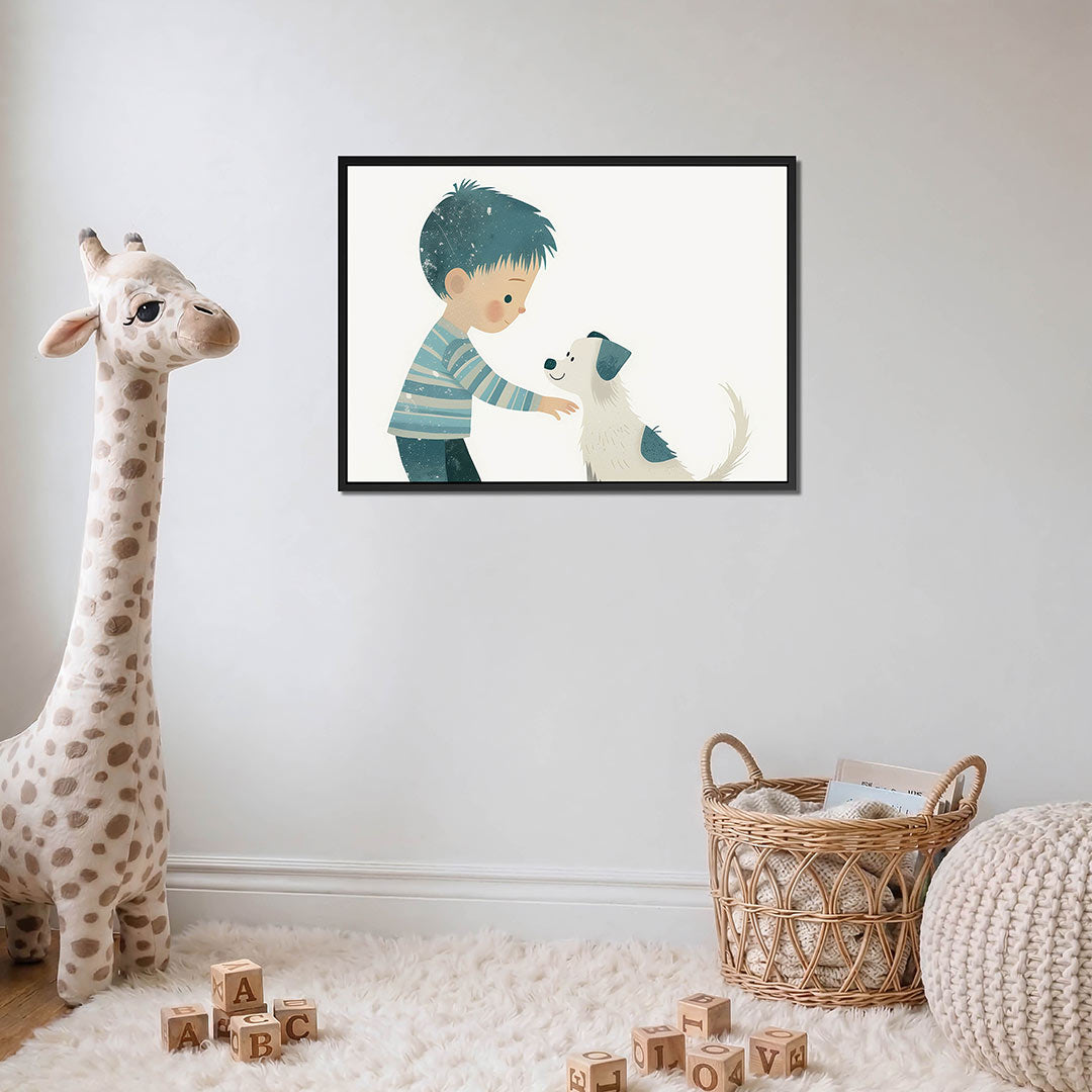 Kind met hond – detail van het kunstwerk