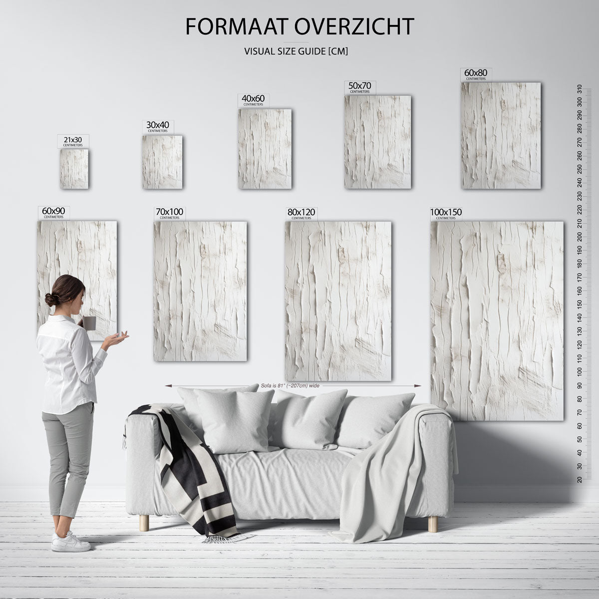 Textuur van scheuren – staande muurposter met zachte abstracte vormen