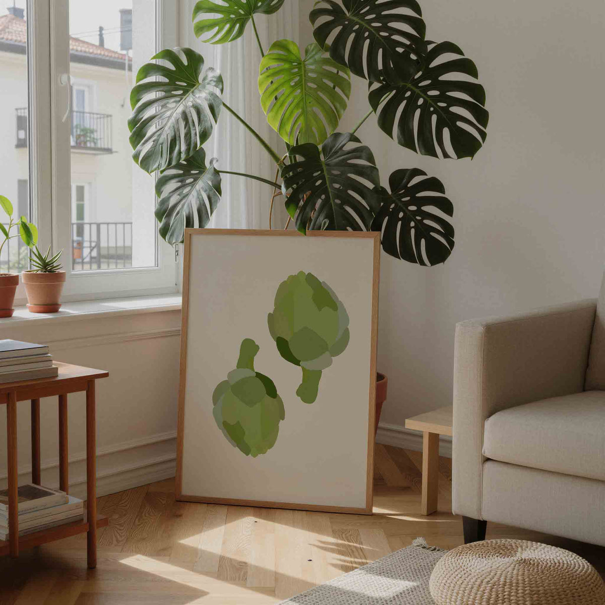 Groene artisjokken – moderne illustratie als portret poster