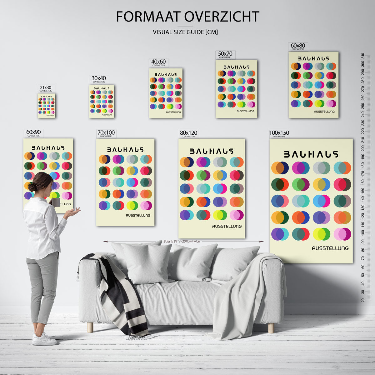 Cirkelpatroon en kleur – geometrische poster in Bauhaus-stijl van WallArtistic