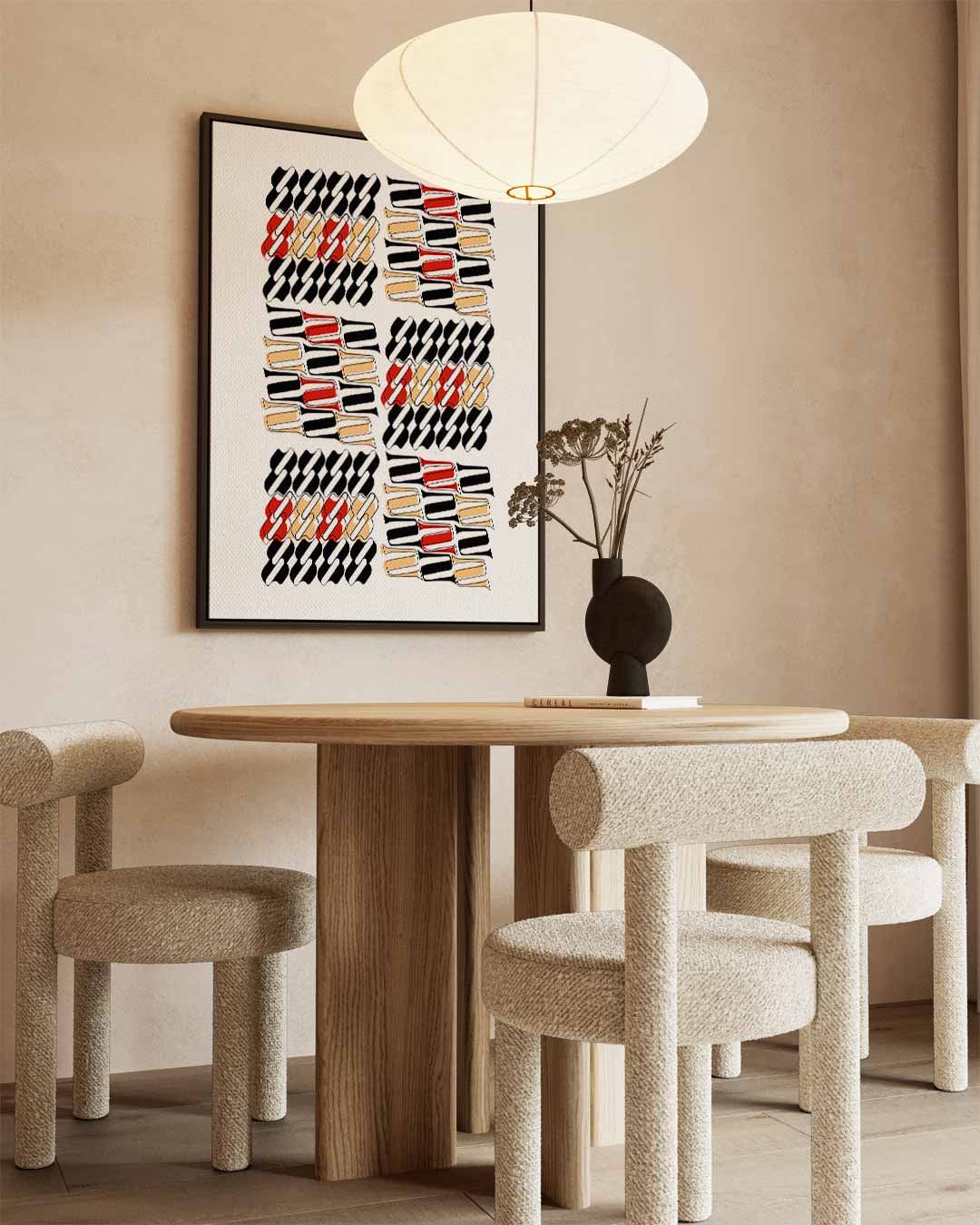 Kleurrijke Flessen Abstract – kunstwerk met zwarte baklijst