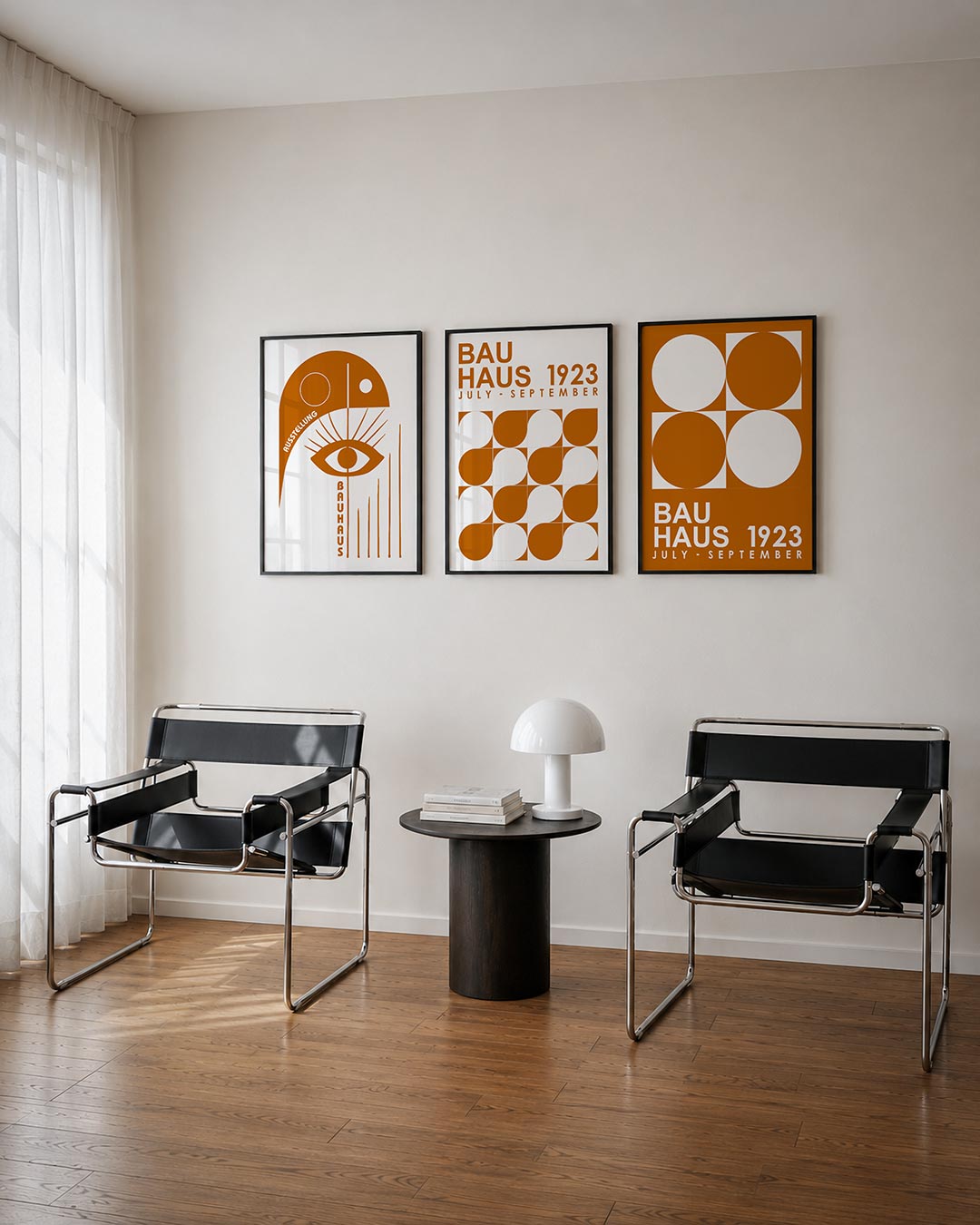 Oog en lijnen driedelige posterset – deze posterset in drie delen toont een groot oog centraal, omringd door strakke lijnen