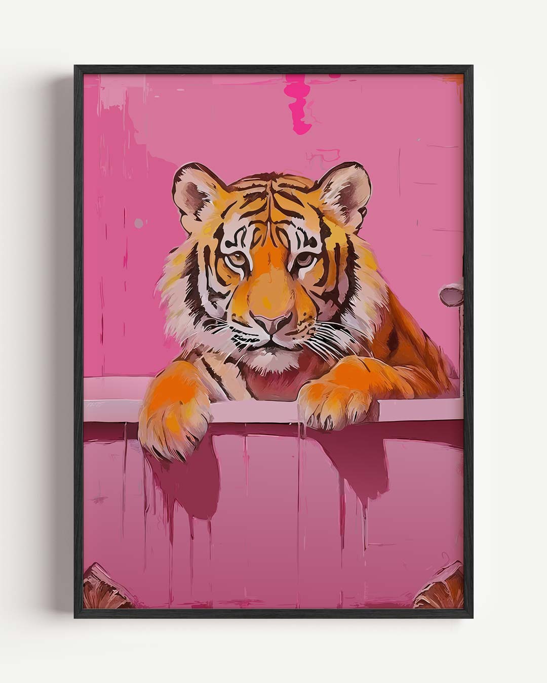 Tijger in Badkuip – dieren portret poster als wanddecoratie