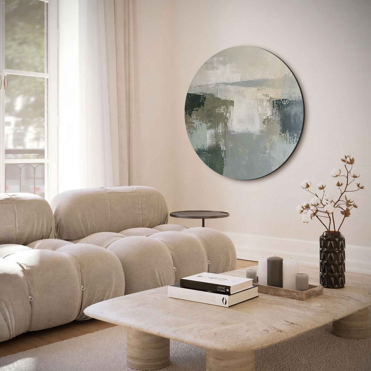 Abstracte landschaps – muurcirkel met abstracte texturen voor aan de muur