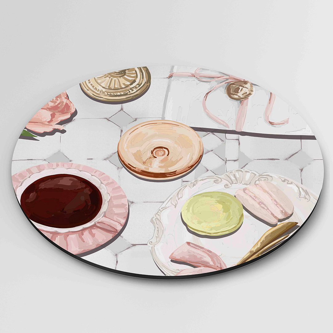 Ontbijt tafel – ronde wanddecoratie met abstract ontwerp