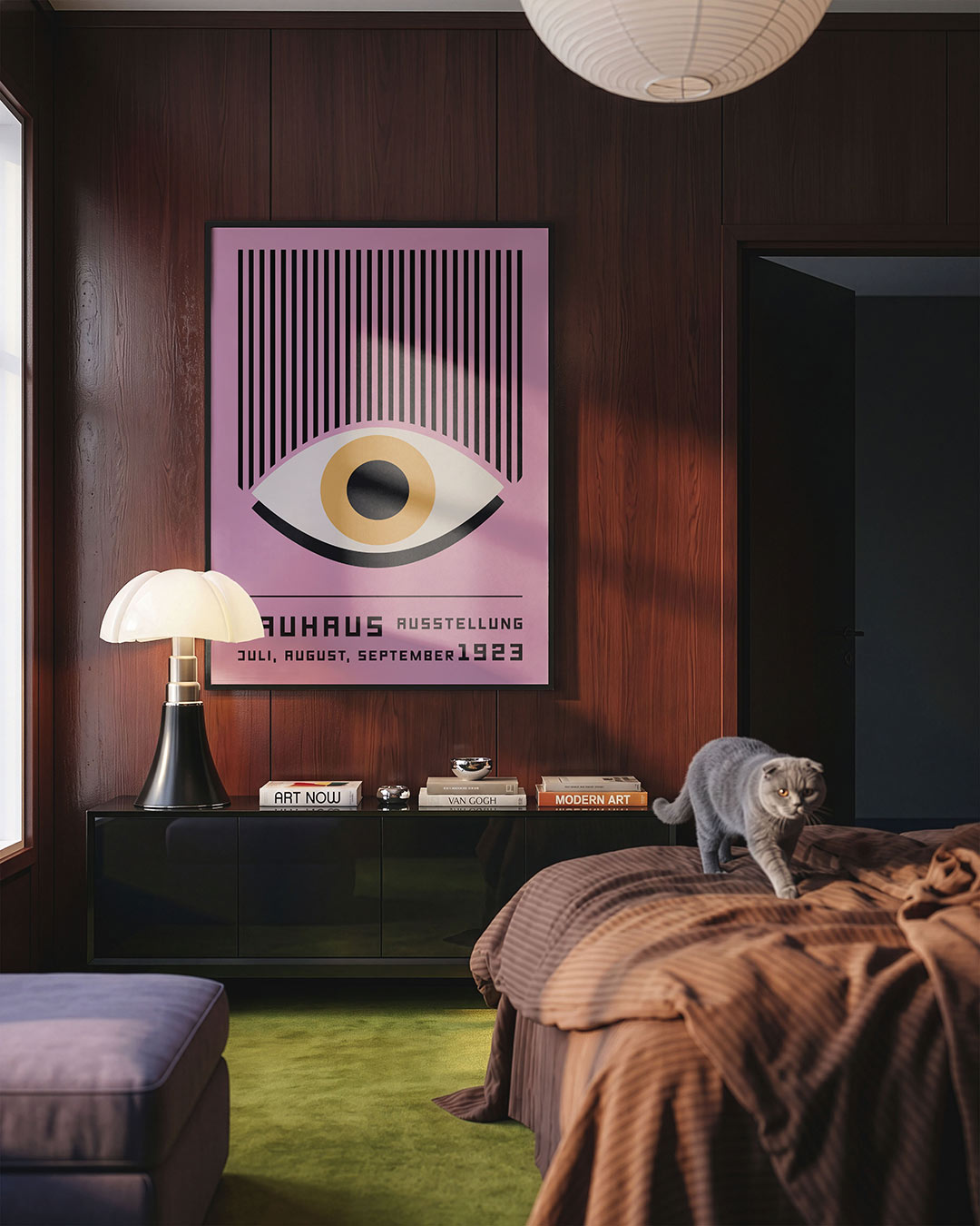 Lijnen en oog – geometrische Bauhaus poster in staand formaat