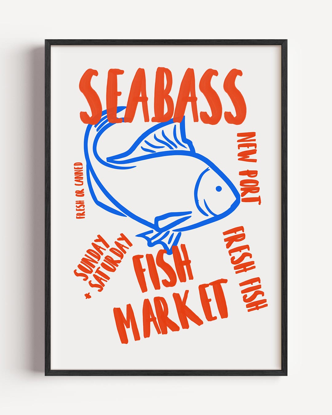 Seabass Vismarkt – keuken portret poster als wanddecoratie