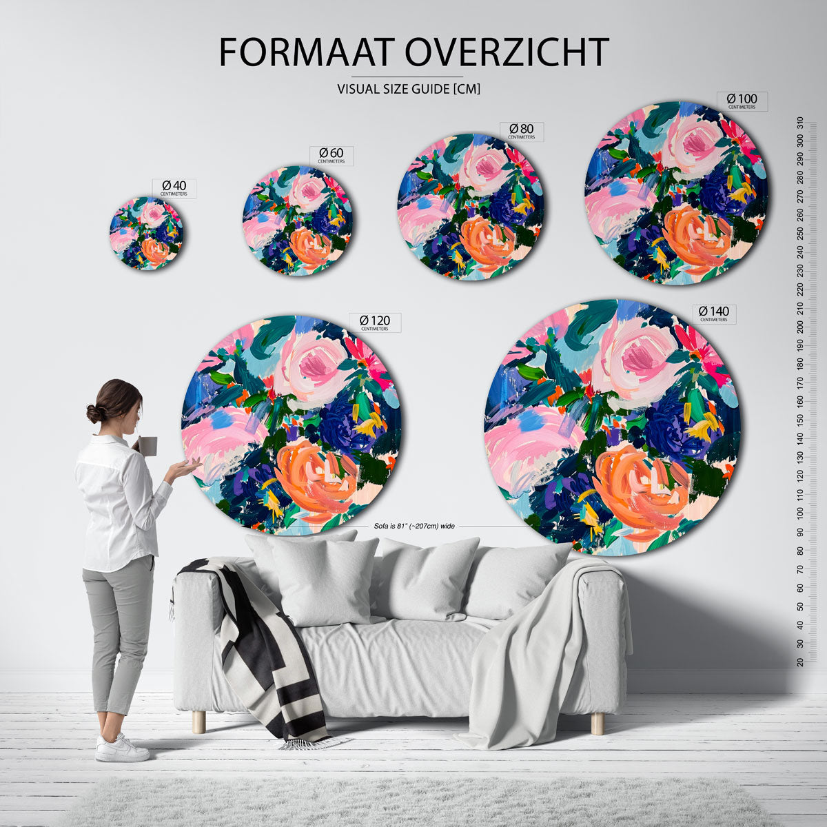 Bloemenpracht – abstracte wandkunst met textuur als muurcirkel