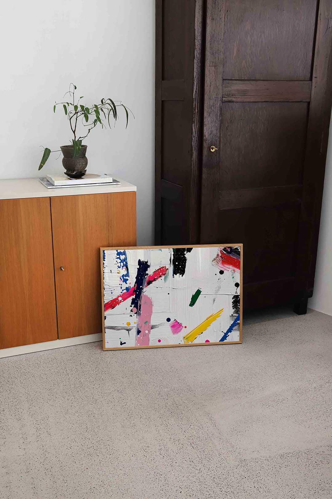 Abstracte penseelstreken – hedendaagse illustratie als liggende poster