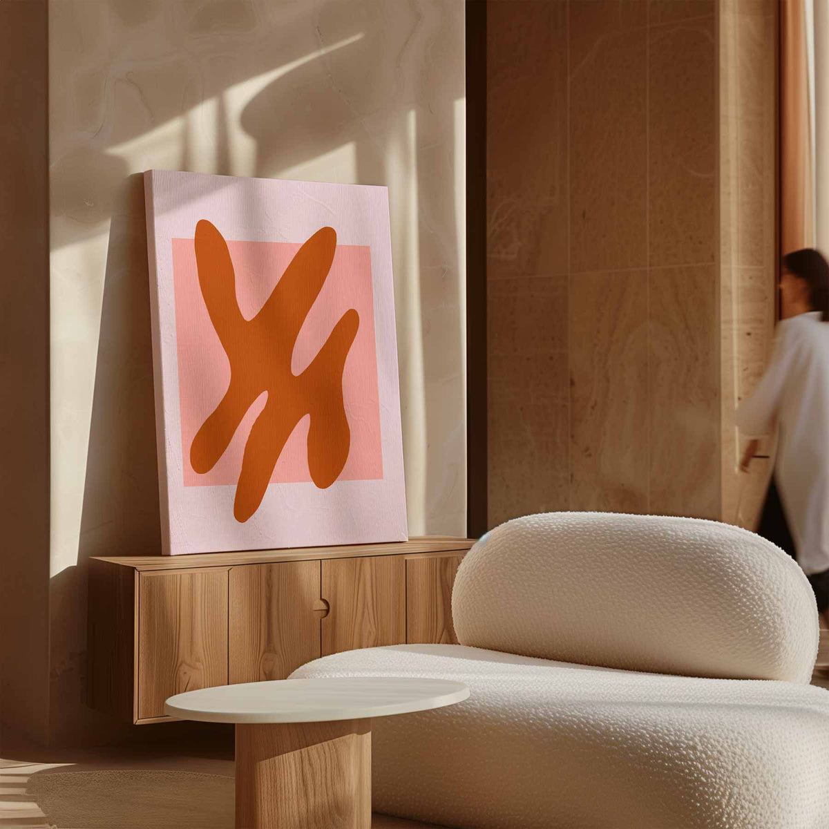Abstracte Terracotta Vormen – plexiglas wanddecoratie in portret formaat