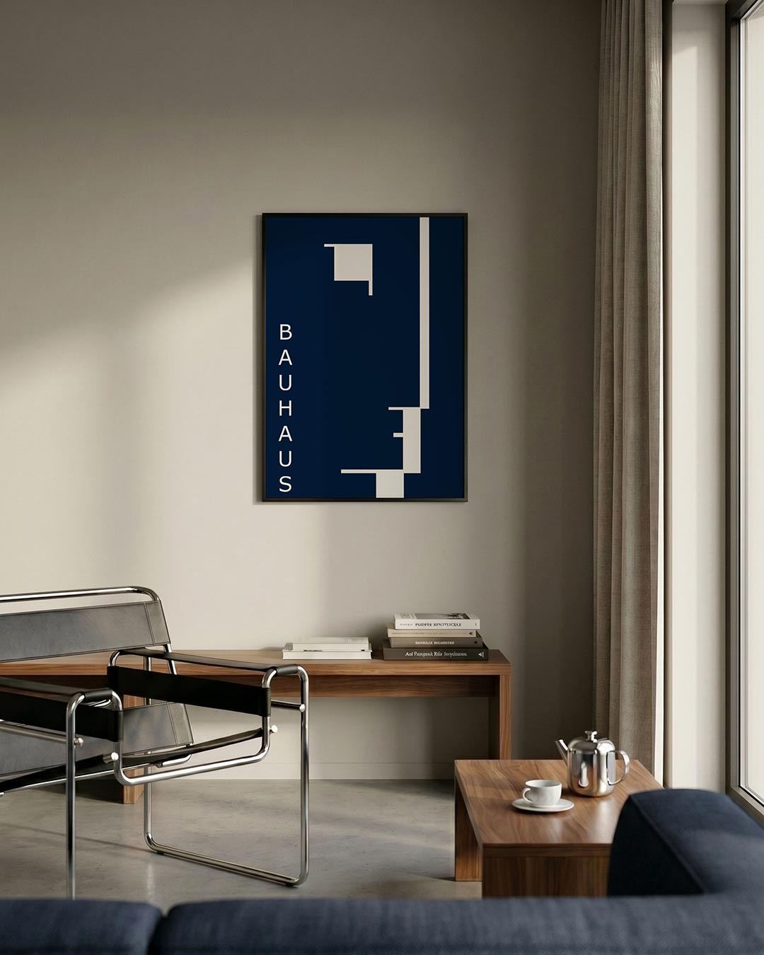 Lijnen en vlakken – staande Bauhaus poster voor aan de muur