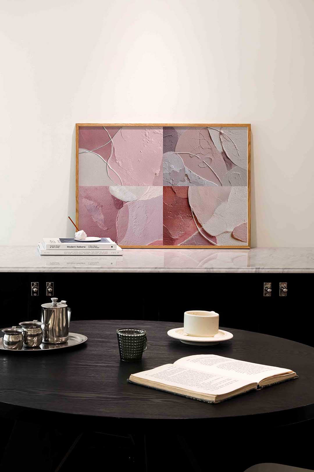 Abstracte roze vormen – abstracte poster in liggend formaat