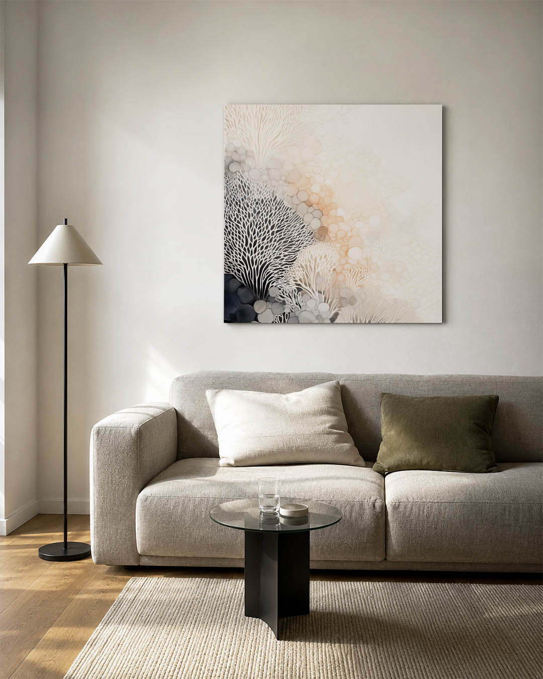Organische patronen kunstwerk – vierkante wanddecoratie – dit kunstwerk toont een vloeiende compositie van organische vormen