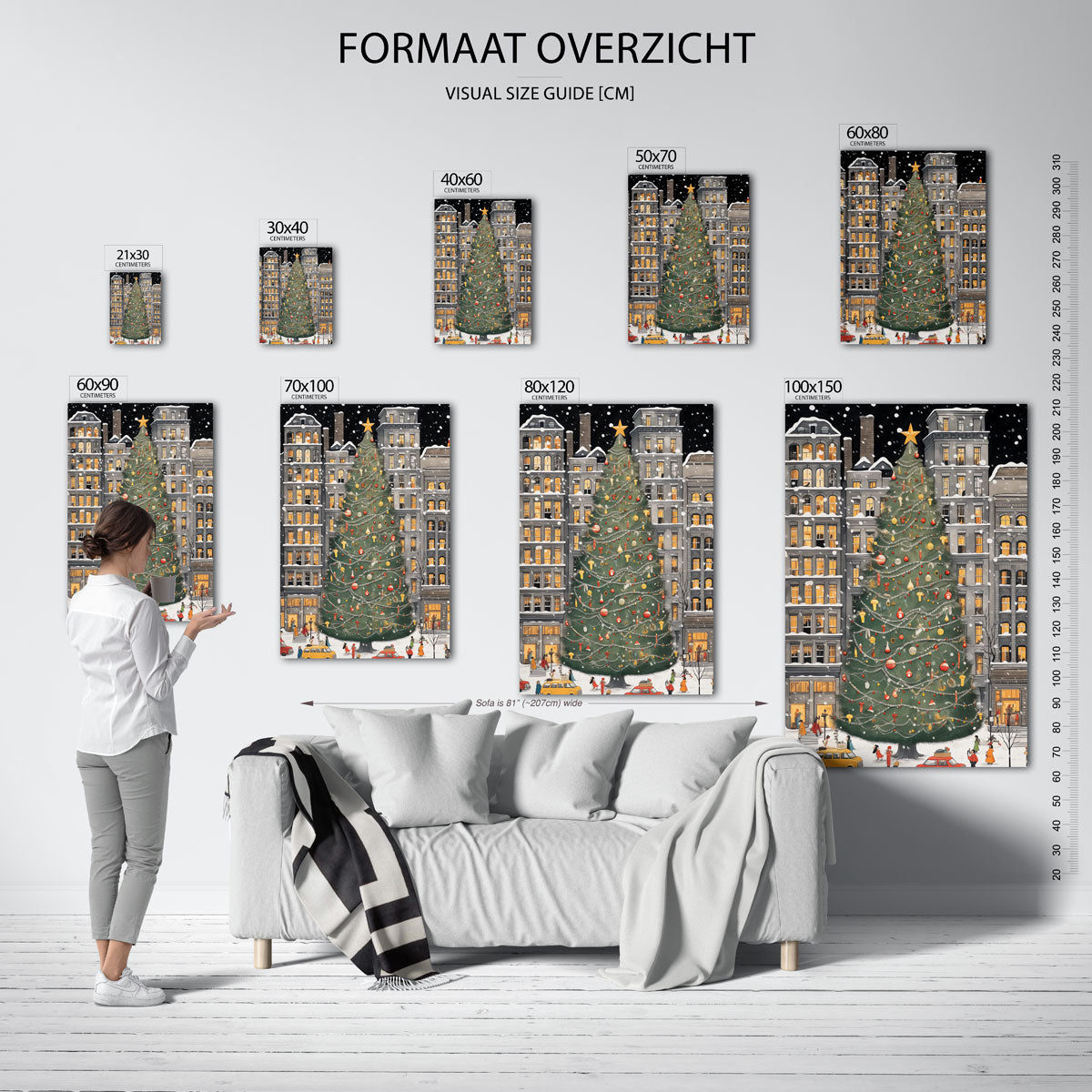 Kerstboom in de stad – staande muurposter voor kerst