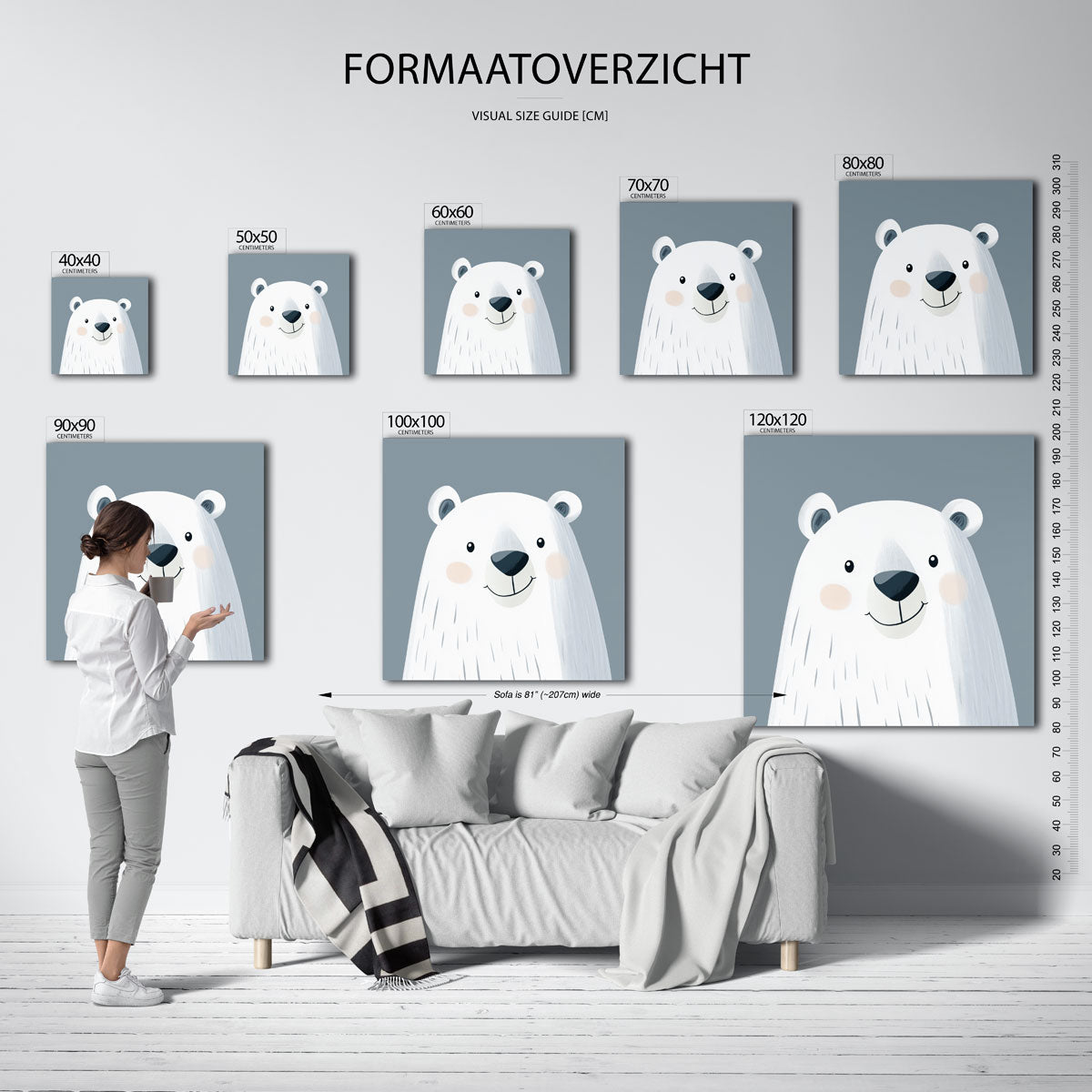 Schattige ijsbeer – vierkante muurposter voor de kinderkamer
