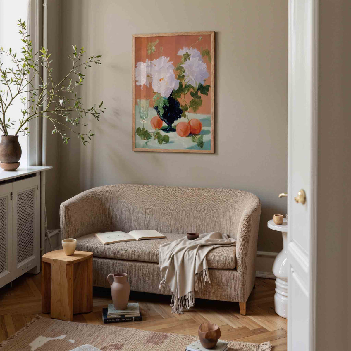 Bloemen en fruit – illustratie poster in staand formaat