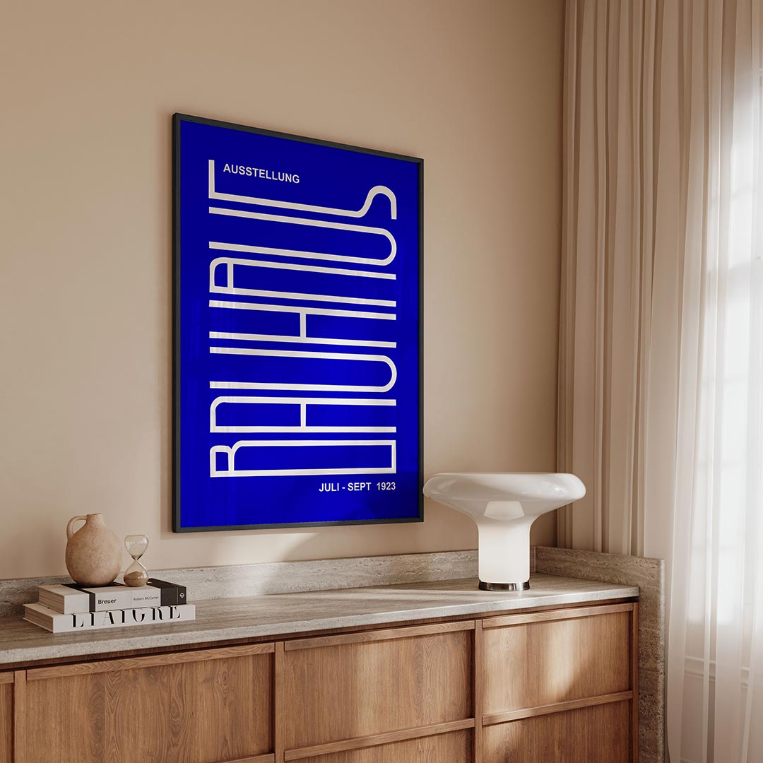 Lijnen en kleurvlakken – geometrische Bauhaus poster in staand formaat