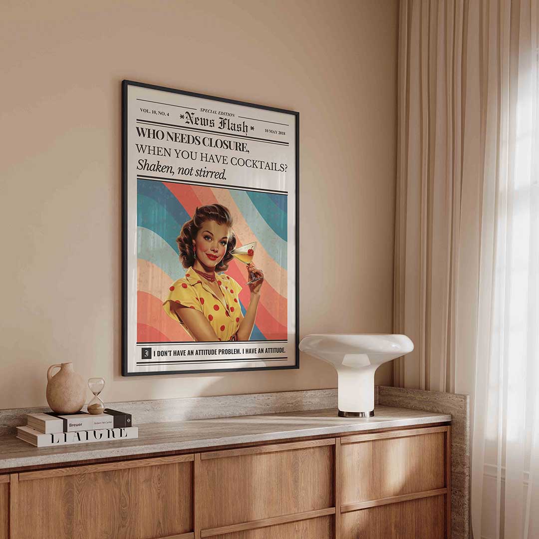Cocktail dame – kleurrijke Pop Art poster in staand formaat