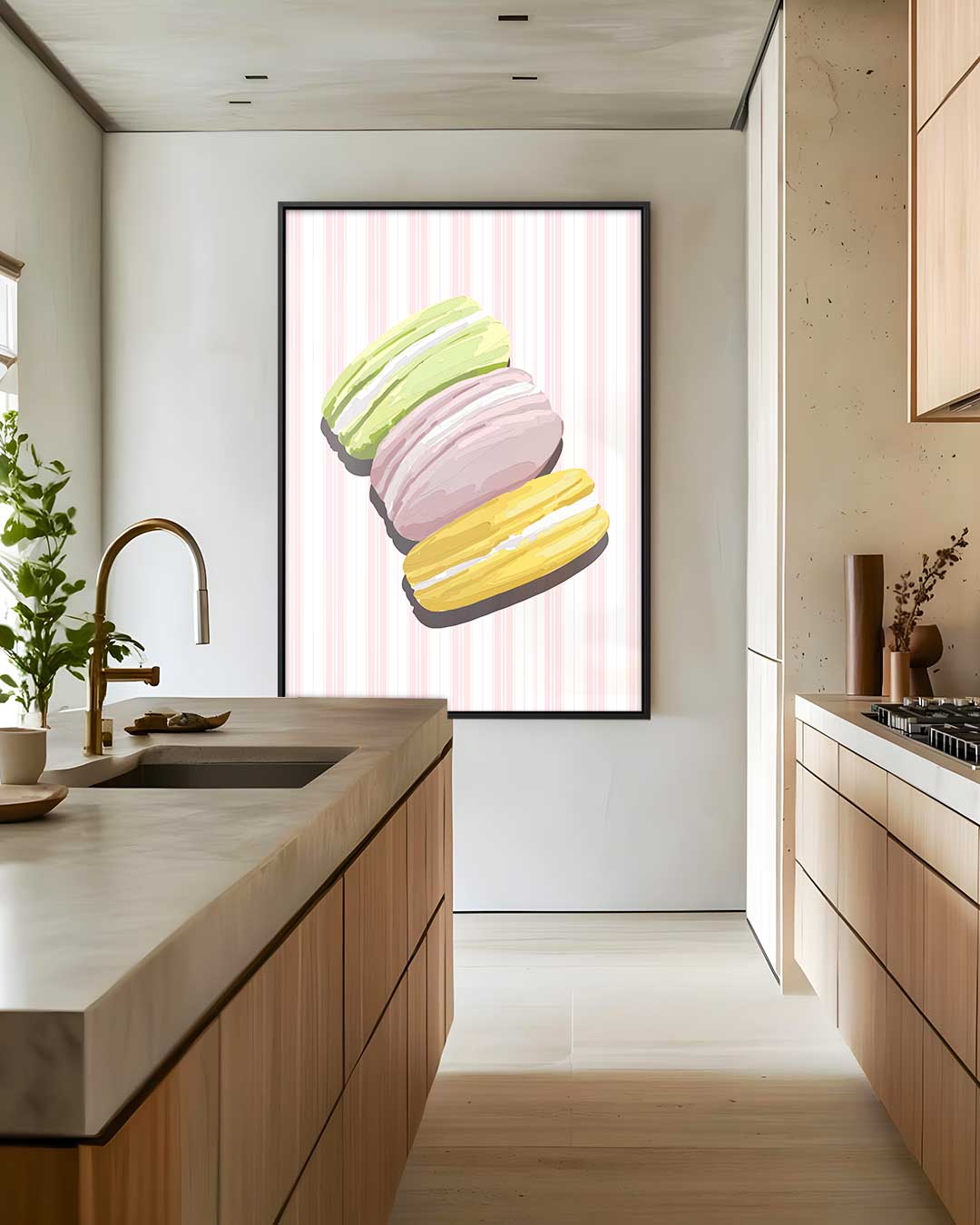 Kleurrijke Macaron Illusie – staand kunstwerk voor modern interieur