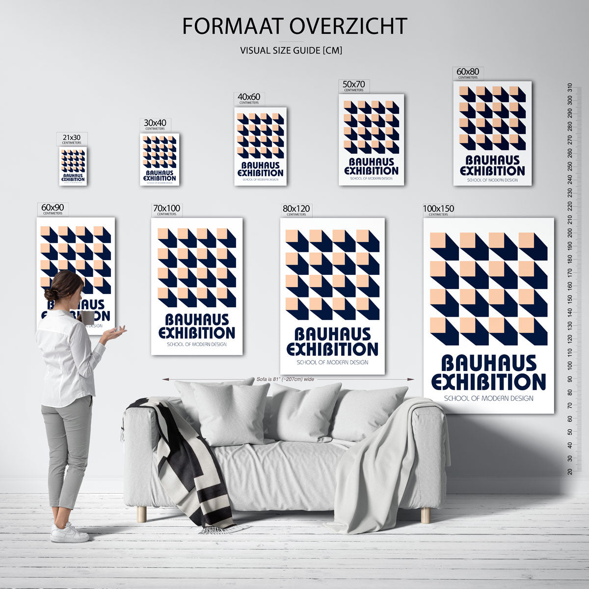 Vorm en schaduw – geometrische poster in Bauhaus-stijl van WallArtistic