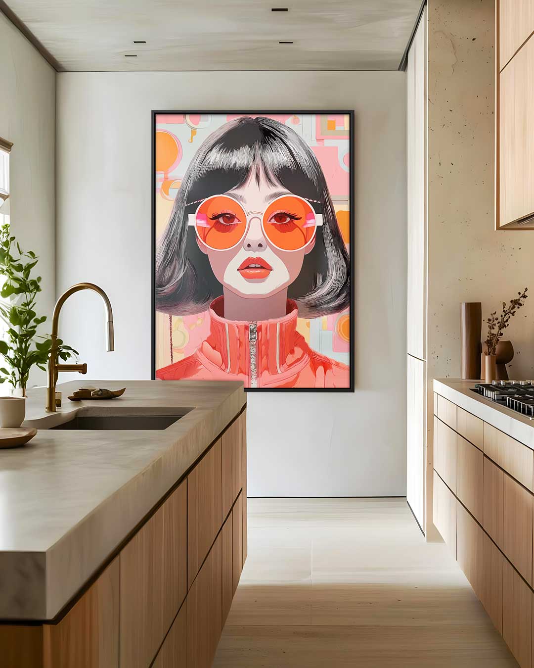 Retro Chic Portret – modern portret kunstwerk van WallArtistic